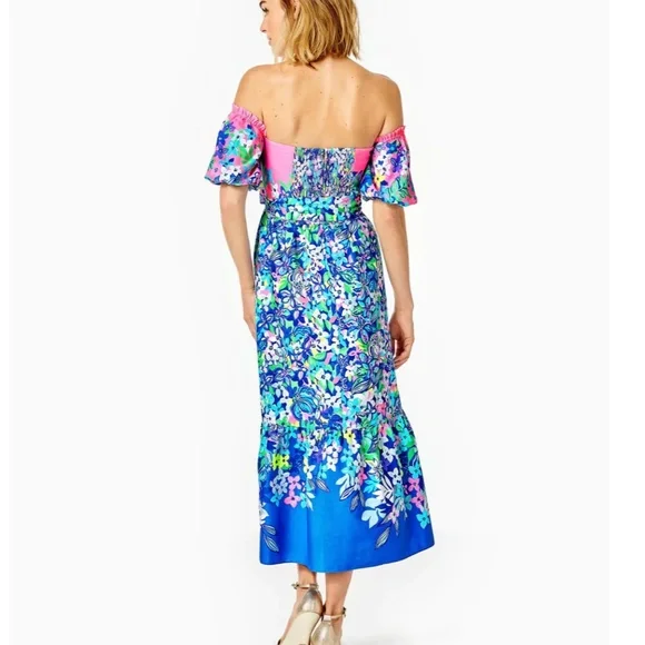 Zalie Floral Off the Shoulder Midi Dress LILLY PULITZER® NWT Size 4 - Picture 2 of 7